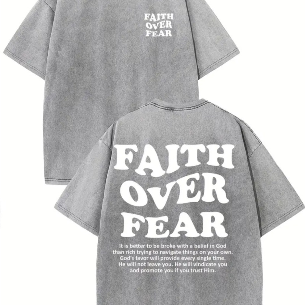 Faith Over Fear Graphic T-Shirt - Gray